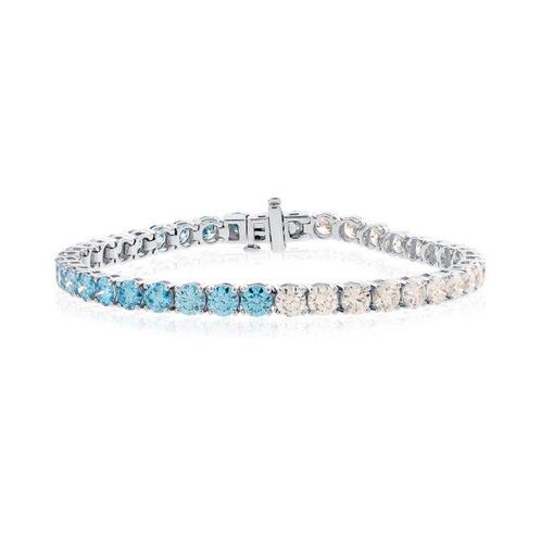 Armband - 14 karaat Witgoud - 10.85ct. tw. Blauw Diamant, Sieraden, Tassen en Uiterlijk, Armbanden