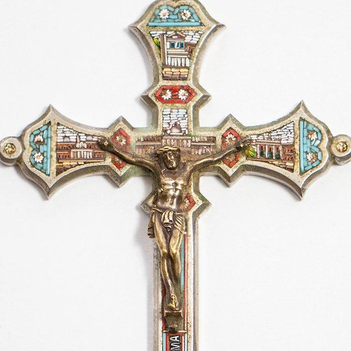Kruis - Messing - 1900-1910 - Micromozaïek - Roma, Antiek en Kunst, Kunst | Niet-Westerse kunst