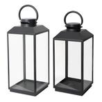 Set van 2 Newport Windlicht Zwart Large Tuinaccessoires, Verzenden, Nieuw, Modern