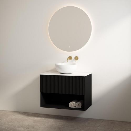 Badmeubelset Best Design Rigatti 78 cm Mat Zwart + Glans Wit, Doe-het-zelf en Verbouw, Sanitair, Bad, Nieuw, Ophalen of Verzenden