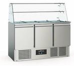 Saladette met Glazen Vitrine | RVS | 3 deurs Ecofrost, Verzenden, Nieuw in verpakking