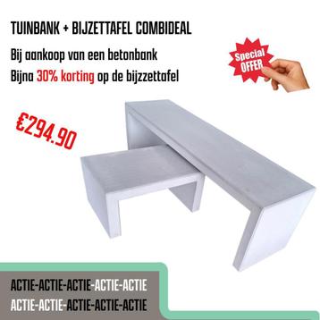 Tuinbank Beton + Bijzettafel Beton | Combideal beschikbaar voor biedingen