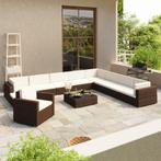 vidaXL 12-delige Loungeset met kussens poly rattan bruin, 2 zitplaatsen, Nieuw, Loungeset, Verzenden