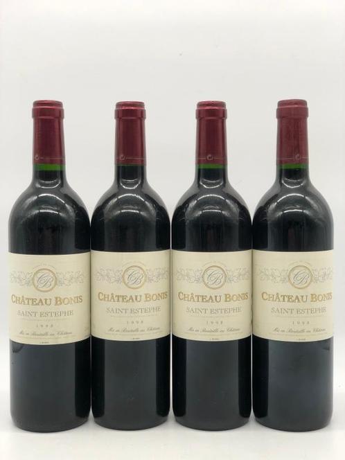 4 x 75cl Chateau Bonis St.Estephe 1998 (Bordeaux, rood), Verzamelen, Wijnen, Frankrijk, Rode wijn, Nieuw, Ophalen of Verzenden