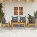 vidaXL 5-delige Loungeset met kussens massief acaciahout, Tuin en Terras, Verzenden, Nieuw, Hardhout, Loungeset