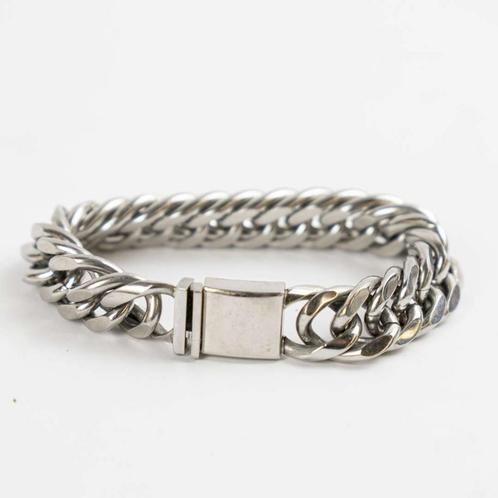 Cuban Link Armband Gepolijst Staal, Sieraden, Tassen en Uiterlijk, Armbanden, Ophalen