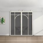 Dubbele stalen schuifdeur - Wit - 5 Vlaks rond - Rook glas, Doe-het-zelf en Verbouw, Kozijnen en Schuifpuien, 75 tot 150 cm, Nieuw