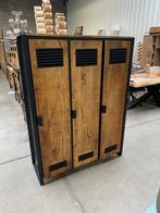 Lockerkast mangohout, 3 deuren (nieuw, outlet), Nieuw, Met plank(en), Overige houtsoorten