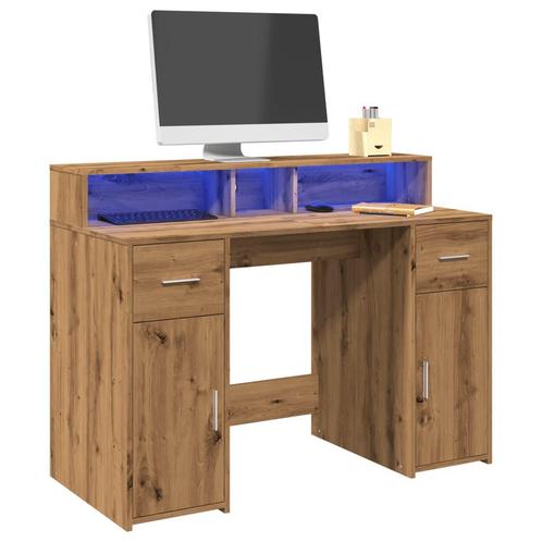 vidaXL Bureau met LED-verlichting 120x55x91 cm hout, Huis en Inrichting, Bureaus, Nieuw, Verzenden