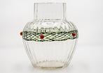 Jean Beck Art Nouveau Glass Vase with Applied Glass, Antiek en Kunst