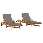 vidaXL Ligbedden 2 st met tafel massief acaciahout, Verzenden, Nieuw