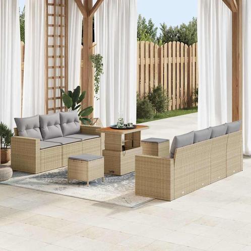 vidaXL Tuin Sofa Set 10 pcs Beige poly rattan, Tuin en Terras, Tuinsets en Loungesets, Nieuw, Verzenden