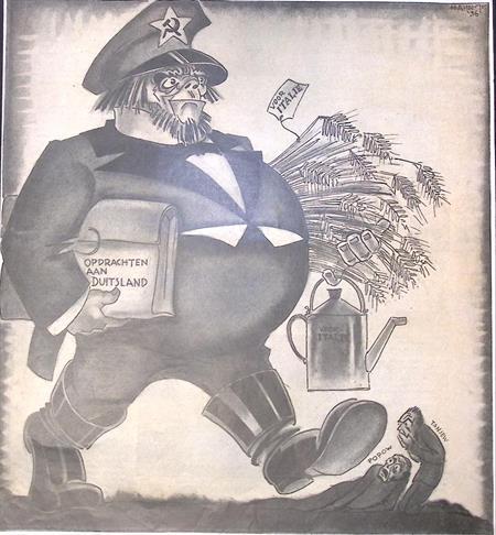 Spotprent Popow, Tanjef en Torgler door Rusland gedegrade..., Antiek en Kunst, Kunst | Litho's en Zeefdrukken, Verzenden