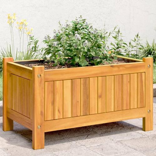 vidaXL Plantenbak met voering 54x31x30 cm massief acaciahout, Tuin en Terras, Bloembakken en Plantenbakken, Nieuw, Hout, Verzenden