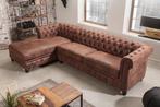 Design hoekbank CHESTERFIELD 270cm Antiek Bruin Microvezel, Huis en Inrichting, Ophalen of Verzenden, Nieuw