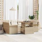 vidaXL Tuin Sofa Set met opslag 7 pcs Beige Poly riet, Tuin en Terras, Tuinsets en Loungesets, Verzenden, Nieuw, Rotan