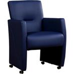 Leren eetkamerstoel Pleasure - Hermes Kobalt (blauw) - Met, Ophalen of Verzenden, Nieuw, Leer, Eigentijds, Modern