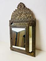 Spiegel- Hal kastje met spiegel - Hout, Glas, Messing