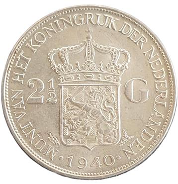Nederlandse zilveren Rijksdaalder 1940 Wilhelmina