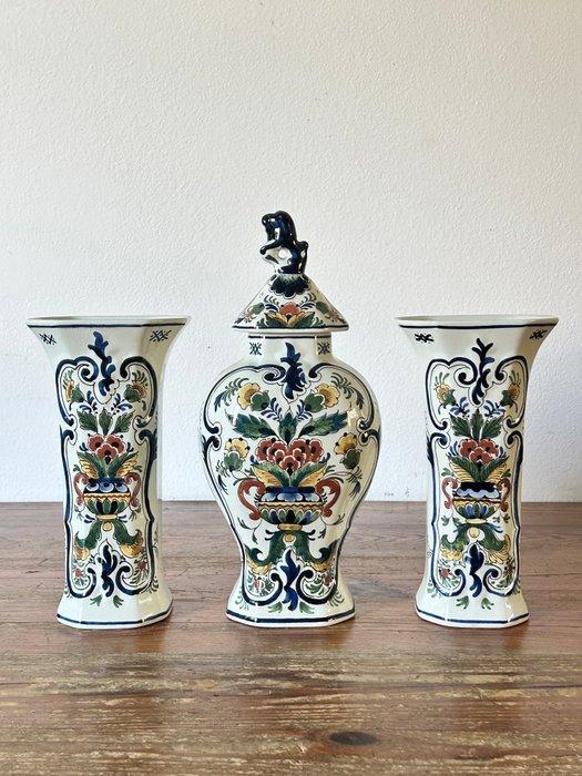 De Porceleyne Fles, Delft - Vaas (3) - Aardewerk - Driedelig, Antiek en Kunst, Antiek | Glas en Kristal