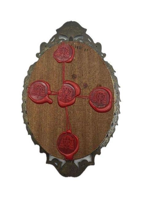 Reliekhouder - Brons, Glas, Textiel - 20e eeuw - Doorn van, Antiek en Kunst, Antiek | Boeken en Bijbels