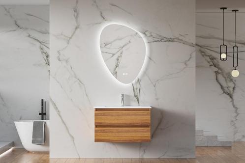 Hangend wastafelmeubel eiken kleur 80cm met wasbak, Doe-het-zelf en Verbouw, Sanitair, Nieuw, Verzenden