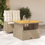 vidaXL 2-delige Tuinset met kussens poly rattan beige, 2 zitplaatsen, Nieuw, Tuinset, Verzenden