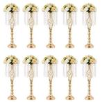 Set van 10 Gouden Kristallen Bloemenvazen Centerpieces, Huis en Inrichting, Woonaccessoires | Vazen, Verzenden, Nieuw