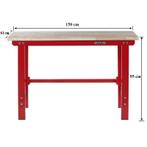 Werkbank rood 150 cm met hardhouten blad - open model, Ophalen of Verzenden, Nieuw