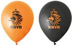8x stuks Oranje en zwarte KNVB voetbal ballonnen - Ballonnen, Ophalen of Verzenden, Nieuw