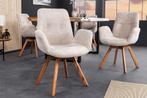 Draaibare design stoel BALTIC beige Boucle naturel eiken, Huis en Inrichting, Fauteuils, Ophalen of Verzenden, Nieuw