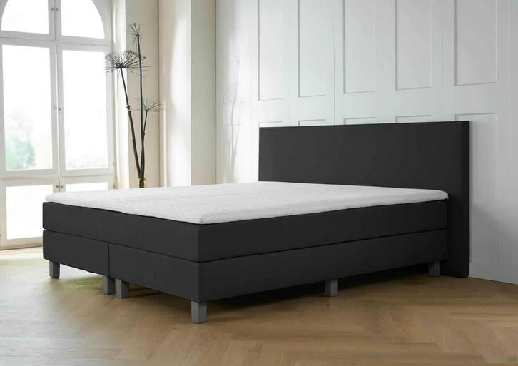 ACTIE! Boxspring Malaga 160 200 Zwart, Huis en Inrichting, Slaapkamer | Boxsprings, 160 cm, 200 cm, Zwart, Tweepersoons, Nieuw