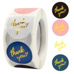 500 Stickers Op Rol - 2.5cm - Thank You Metal Mix - Bedankt, Verzenden, Nieuw