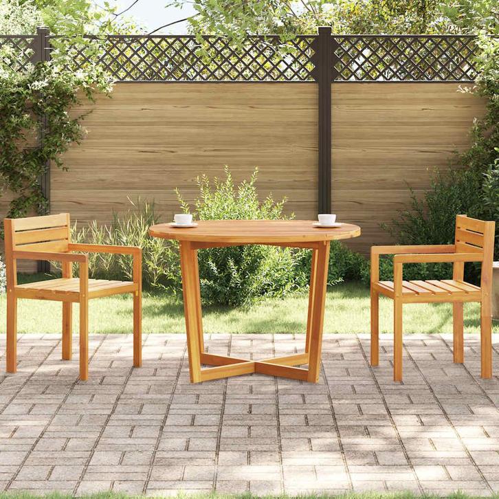 vidaXL Tuintafel rond Ø110x75 cm massief acaciahout, Tuin en Terras, Tuintafels, Nieuw, Hout, Verzenden