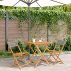 vidaXL 3-delige Bistroset poly rattan en massief hout grijs, Tuin en Terras, Tuinsets en Loungesets, Verzenden, Nieuw