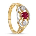 Ring - 18 karaat Geel goud, Witgoud - 0.56ct. tw. Robijn -, Nieuw