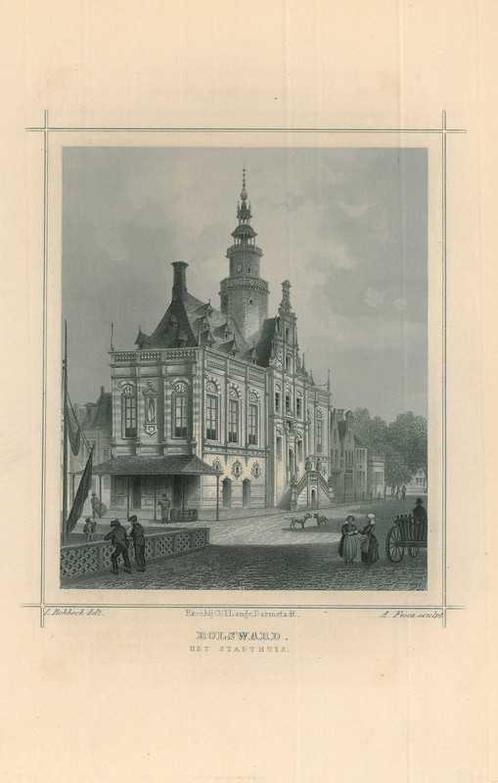 Zicht op Bolsward, Antiek en Kunst, Kunst | Etsen en Gravures