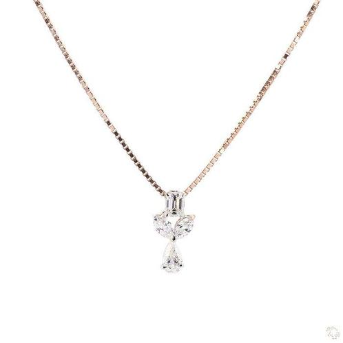 Halsketting - 14 karaat Roségoud -  1.04ct. tw. - 14KT ROZE, Sieraden, Tassen en Uiterlijk, Antieke sieraden