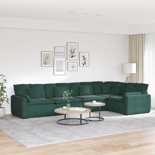 vidaXL Modulaire bank met kussens fluweel donkergroen, Huis en Inrichting, Banken | Bankstellen, Nieuw, Stof, Verzenden