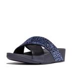 -0% FitFlop  FitFlop Lulu crystal-mix metallic cross slides, Kleding | Dames, Schoenen, Slippers, Nieuw, Verzenden, Blauw