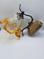Lamp - Glas, Hout, IJzer, Antiek en Kunst