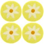 Vilten Onderzetters - Set 4 stuks - Groengeel met Witte Marg, Huis en Inrichting, Woonaccessoires | Onderzetters, Ophalen of Verzenden