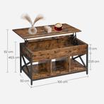 Salontafel - hoogte verstelbare - 100x50 cm - met, Verzenden, Nieuw