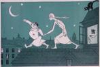 Slaapwandelende Hitler op spotprent (lijst optie, Lithos), Antiek en Kunst, Verzenden