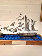 925 Silver - sculptuur, Filigree Sailing Boat - 16 cm - Eik, Antiek en Kunst