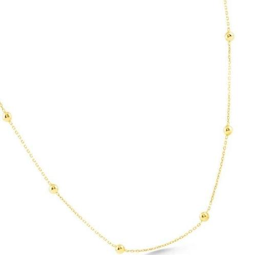 Halsketting - 14 karaat Geel goud - Zes kralen ketting, Sieraden, Tassen en Uiterlijk, Kettingen