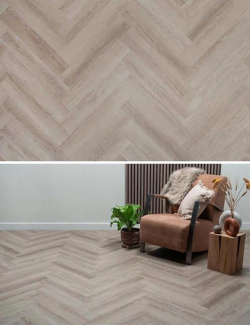 Floer Visgraat PVC Grijs Eiken FLR-3518 - UITLOPEND (laatste, Doe-het-zelf en Verbouw, Vloerdelen en Plavuizen, Nieuw, Verzenden