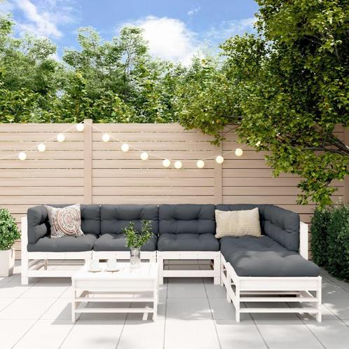 vidaXL 7-delige Loungeset massief grenenhout wit, Tuin en Terras, Tuinsets en Loungesets, Loungeset, Nieuw, 7 zitplaatsen, Verzenden