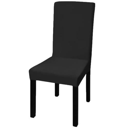vidaXL 6 st Stoelhoezen recht stretch zwart, Tuin en Terras, Tuinmeubel-accessoires, Nieuw, Verzenden
