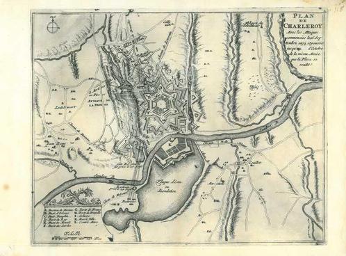 Stadsplattegrond van Charleroi, Antiek en Kunst, Kunst | Etsen en Gravures